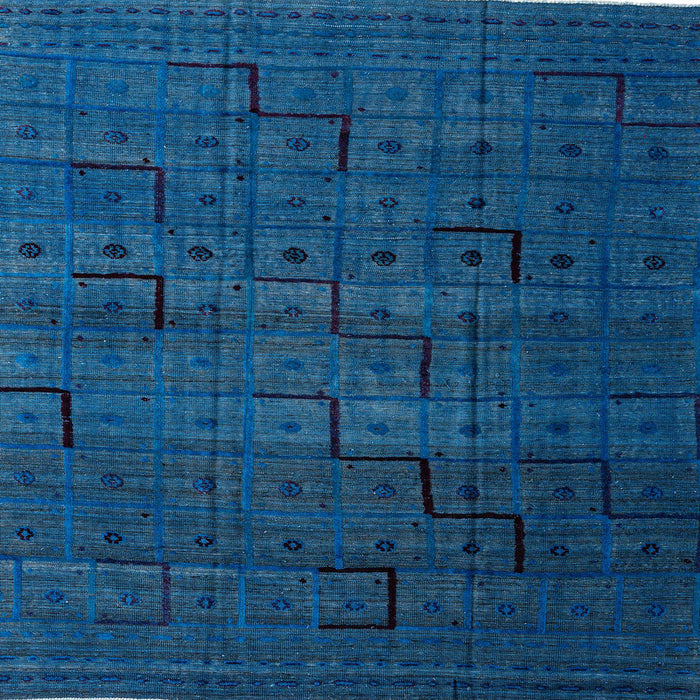 Square Machine Washable Abstract Bright Navy Blue Rug, wshabs4375