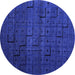 Round Machine Washable Abstract Blue Modern Rug, wshabs4375blu