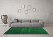 Machine Washable Abstract Green Modern Area Rugs in a Living Room,, wshabs4375grn