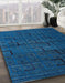 Abstract Bright Navy Blue Modern Rug in Family Room, abs4375