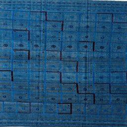 Square Abstract Bright Navy Blue Modern Rug, abs4375