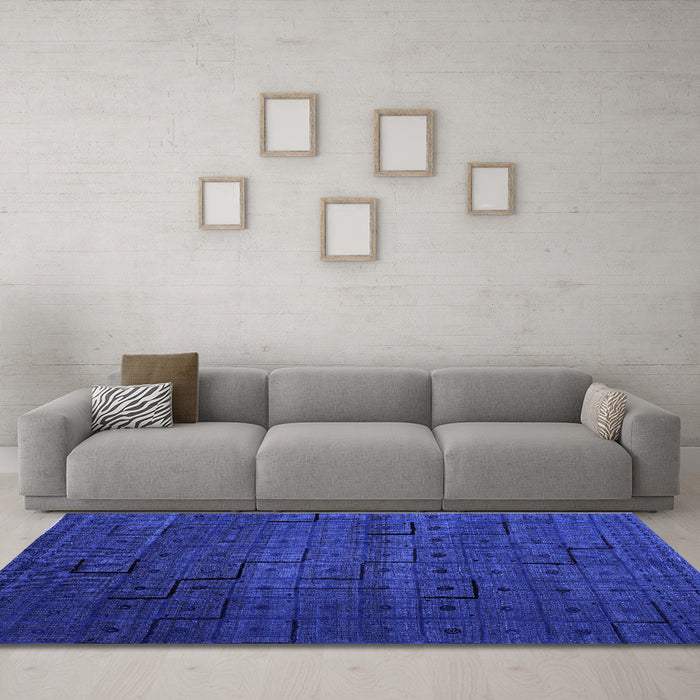 Machine Washable Abstract Blue Modern Rug in a Living Room, wshabs4375blu