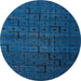 Round Machine Washable Abstract Bright Navy Blue Rug, wshabs4375