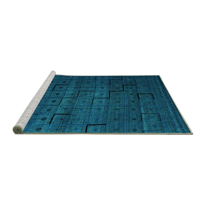 Sideview of Machine Washable Abstract Turquoise Modern Area Rugs, wshabs4375turq