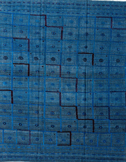 Abstract Bright Navy Blue Modern Rug, abs4375