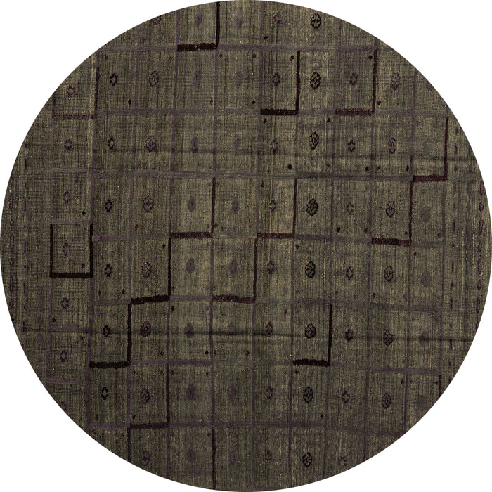 Round Abstract Brown Modern Rug, abs4375brn
