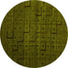 Round Abstract Yellow Modern Rug, abs4375yw