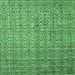 Square Machine Washable Abstract Emerald Green Modern Area Rugs, wshabs4376emgrn