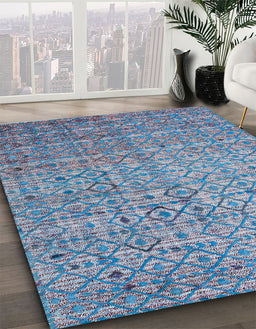 Machine Washable Abstract Sky Blue Rug in a Family Room, wshabs4376