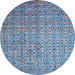 Round Machine Washable Abstract Sky Blue Rug, wshabs4376