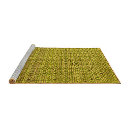 Sideview of Machine Washable Abstract Yellow Modern Rug, wshabs4376yw