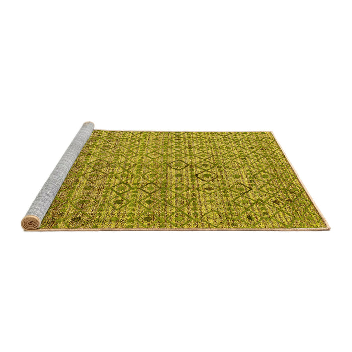 Sideview of Machine Washable Abstract Yellow Modern Rug, wshabs4376yw