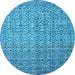 Round Abstract Light Blue Modern Rug, abs4376lblu