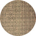 Round Abstract Brown Modern Rug, abs4376brn