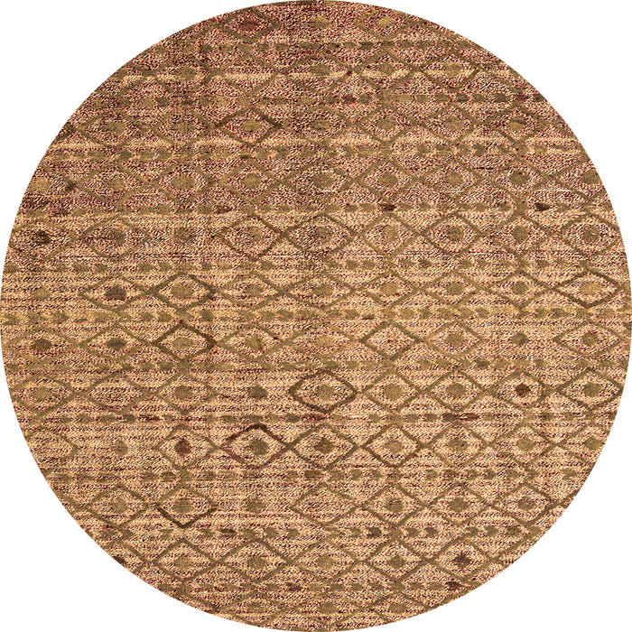 Round Machine Washable Abstract Orange Modern Area Rugs, wshabs4376org