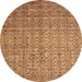 Round Machine Washable Abstract Orange Modern Area Rugs, wshabs4376org