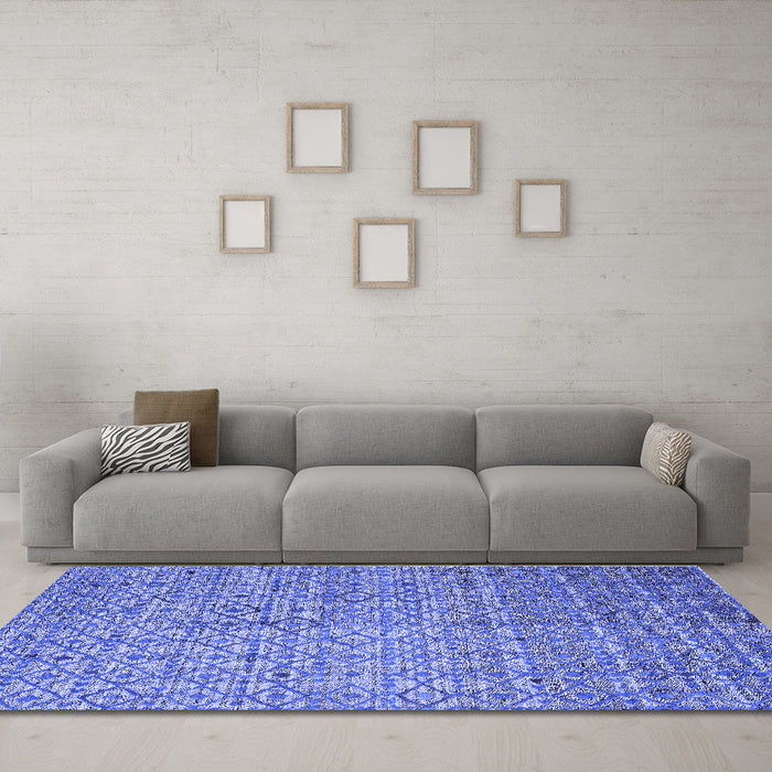 Machine Washable Abstract Blue Modern Rug in a Living Room, wshabs4376blu