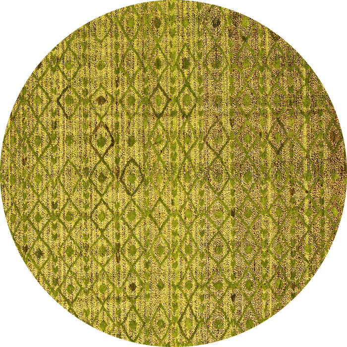 Round Abstract Yellow Modern Rug, abs4376yw