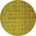 Round Abstract Yellow Modern Rug, abs4376yw