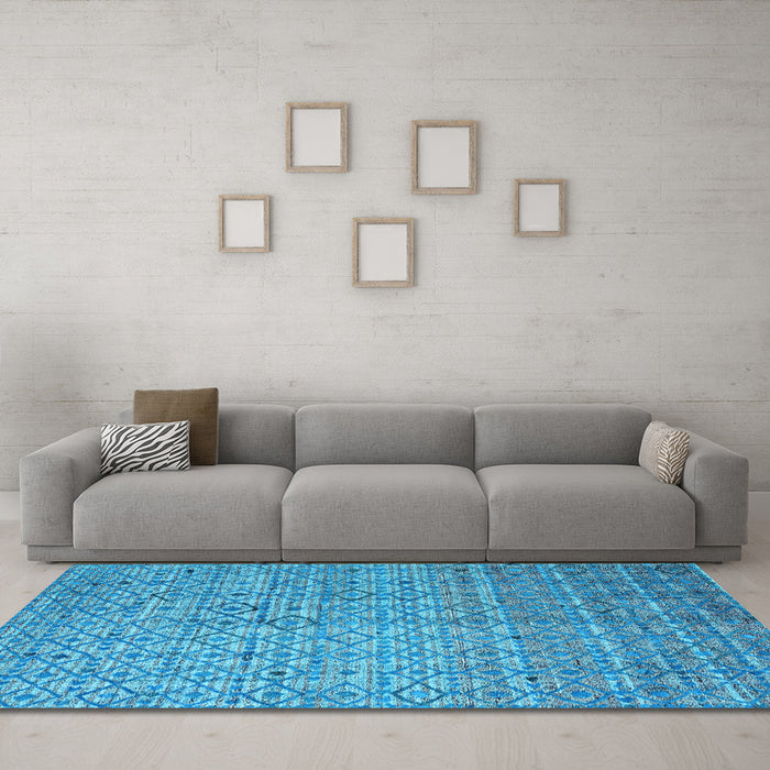Machine Washable Abstract Light Blue Modern Rug in a Living Room, wshabs4376lblu