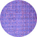 Round Machine Washable Abstract Purple Modern Area Rugs, wshabs4376pur