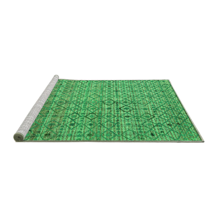 Sideview of Machine Washable Abstract Green Modern Area Rugs, wshabs4376grn