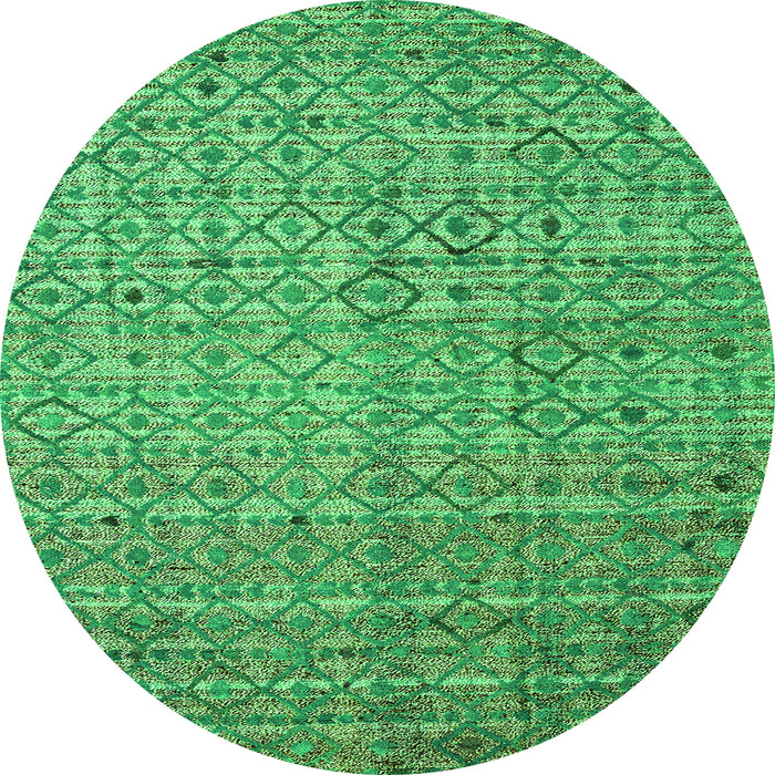 Round Abstract Green Modern Rug, abs4376grn