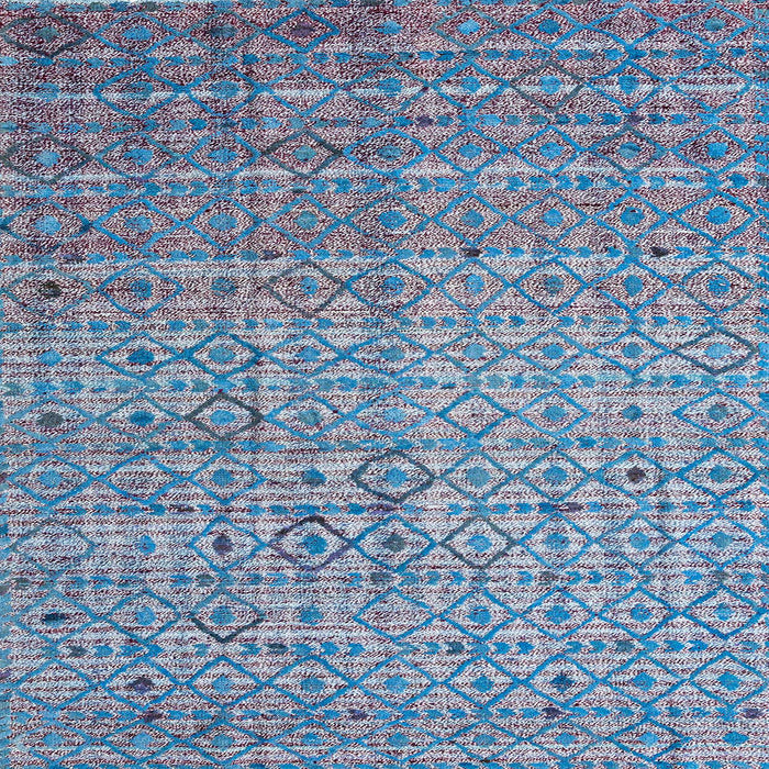 Square Abstract Sky Blue Modern Rug, abs4376