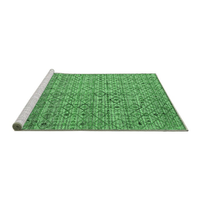Sideview of Machine Washable Abstract Emerald Green Modern Area Rugs, wshabs4376emgrn
