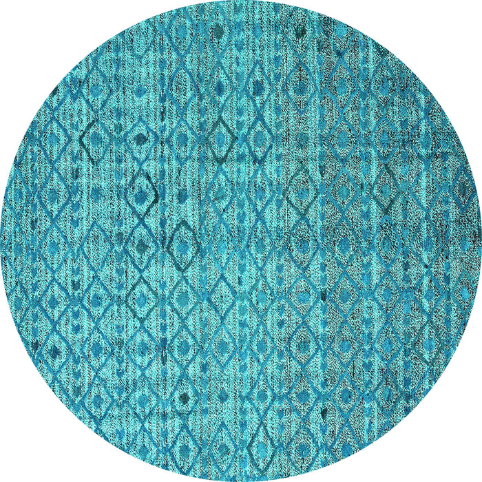 Round Abstract Turquoise Modern Rug, abs4376turq