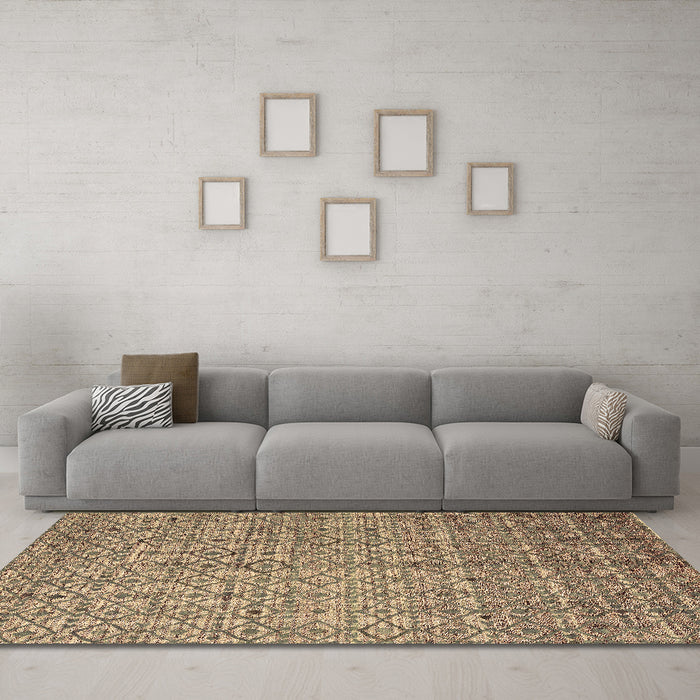 Machine Washable Abstract Brown Modern Rug in a Living Room,, wshabs4376brn