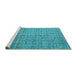 Sideview of Machine Washable Abstract Turquoise Modern Area Rugs, wshabs4376turq