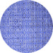 Round Machine Washable Abstract Blue Modern Rug, wshabs4376blu