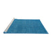 Sideview of Machine Washable Abstract Blue Rug, wshabs4377