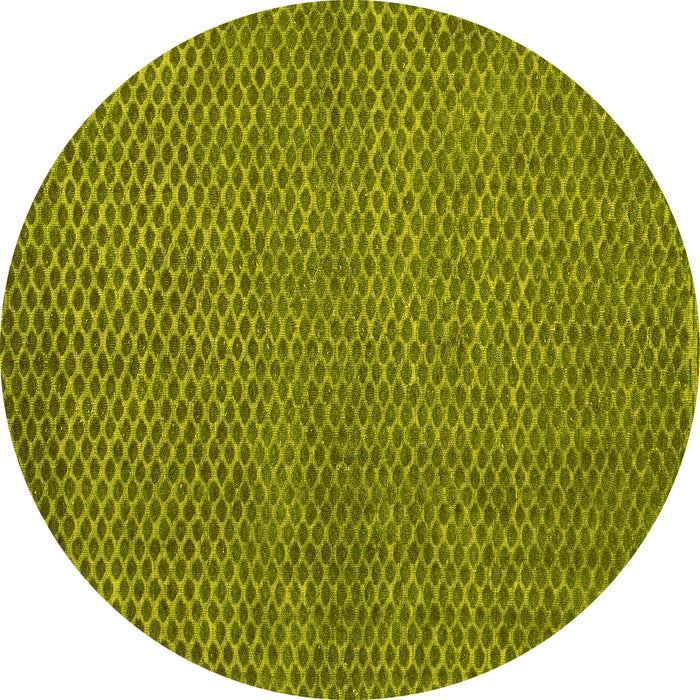 Round Machine Washable Abstract Yellow Modern Rug, wshabs4377yw