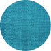 Round Abstract Turquoise Modern Rug, abs4377turq