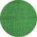 Round Machine Washable Abstract Emerald Green Modern Area Rugs, wshabs4377emgrn