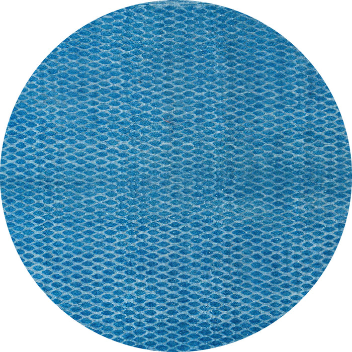 Round Machine Washable Abstract Blue Rug, wshabs4377