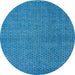 Round Machine Washable Abstract Blue Rug, wshabs4377