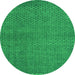 Round Machine Washable Abstract Green Modern Area Rugs, wshabs4377grn