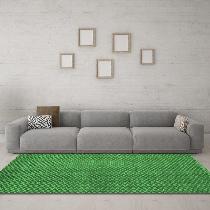 Machine Washable Abstract Emerald Green Modern Area Rugs in a Living Room,, wshabs4377emgrn