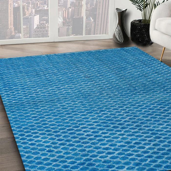 Abstract Blue Modern Rug in Family Room, abs4377