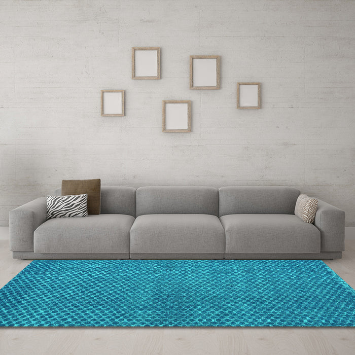 Machine Washable Abstract Turquoise Modern Area Rugs in a Living Room,, wshabs4377turq