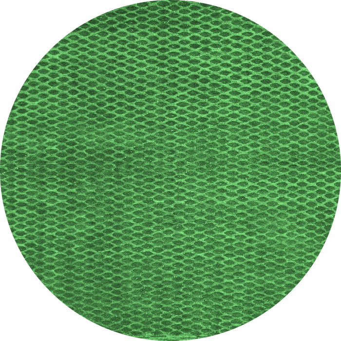 Round Abstract Emerald Green Modern Rug, abs4377emgrn