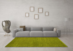 Machine Washable Abstract Yellow Modern Rug in a Living Room, wshabs4377yw