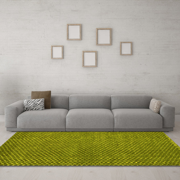 Machine Washable Abstract Yellow Modern Rug in a Living Room, wshabs4377yw