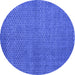 Round Abstract Blue Modern Rug, abs4377blu