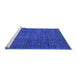 Sideview of Machine Washable Abstract Blue Modern Rug, wshabs4378blu