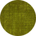 Round Abstract Yellow Modern Rug, abs4378yw