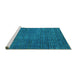 Sideview of Machine Washable Abstract Turquoise Modern Area Rugs, wshabs4378turq